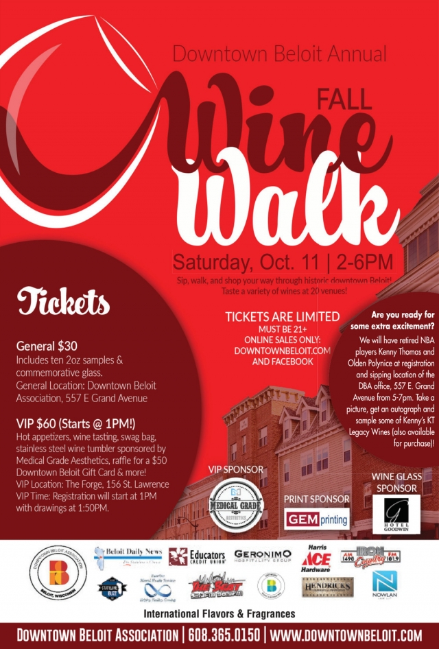 Fall Wine Walk, Downtown Beloit Association, Beloit, WI