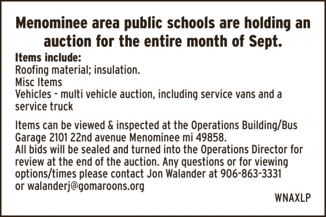 Auction, Menominee Area Public Schools