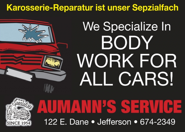 We Specialize in Body Work for All Cars!, Aumann's Service Inc, Jefferson, WI