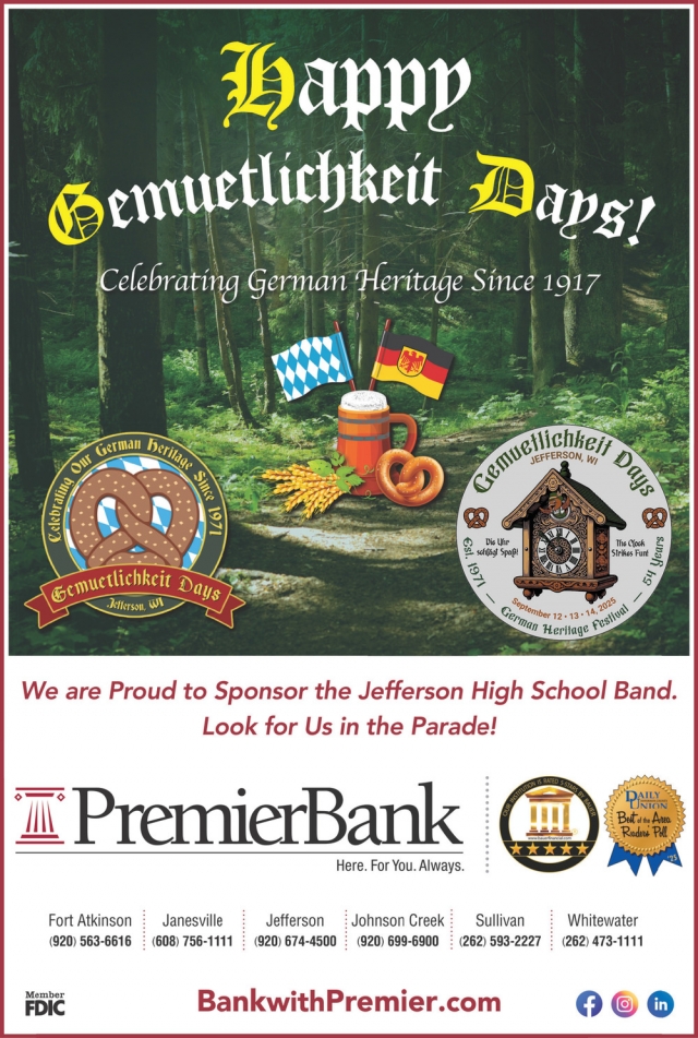 Happy Gemuetlichkeit Days!, PremierBank, Fort Atkinson, WI