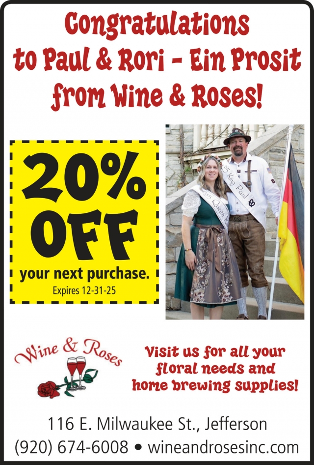 Visit Us for All Your Floral Needs and Home Brewing Supplies!, Wine & Roses, Jefferson, WI