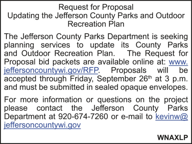 Request for Proposal, Jefferson County Parks, Jefferson, WI