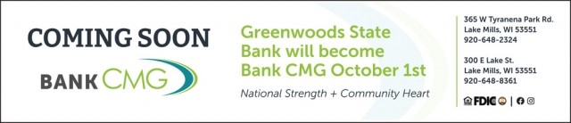 Coming Soon, Greenwoods State Bank, Burlington, WI