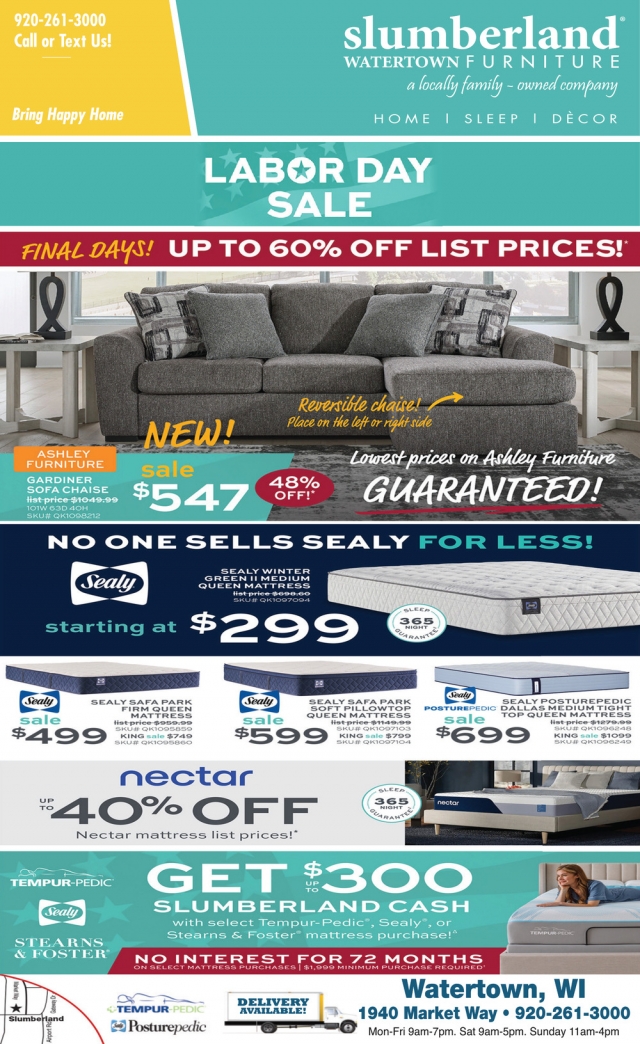 Labor Day Sale, Slumberland Furniture - Watertown, Watertown, WI