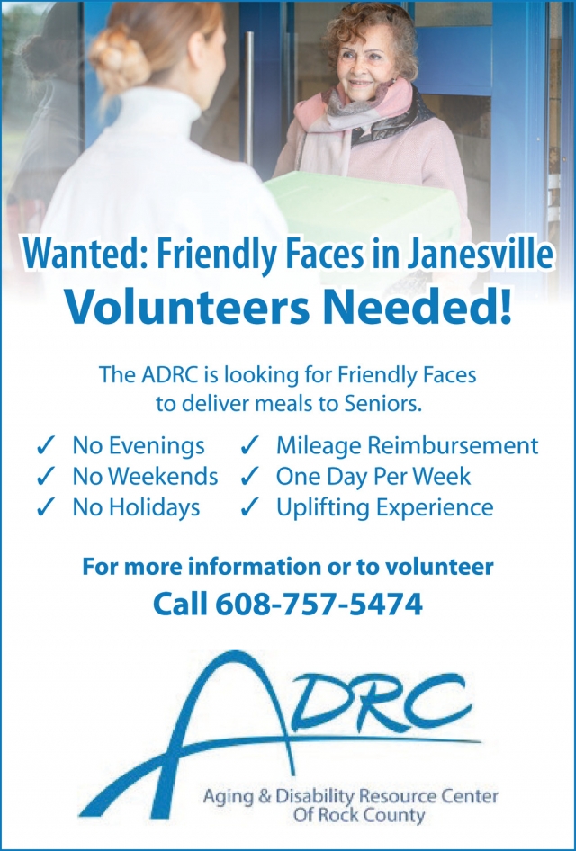 Volunteers Needed!, ADRC - Aging & Disability Resource Center of Rock County, Janesville, WI