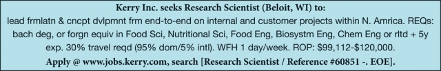 Research Scientist, kerry Inc - Beloit, Beloit, WI