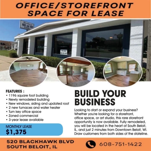 Office/Storefront Space for Lease, 608-751-1422