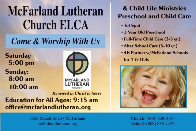 Worship with Us, McFarland Lutheran Church, Mcfarland, WI