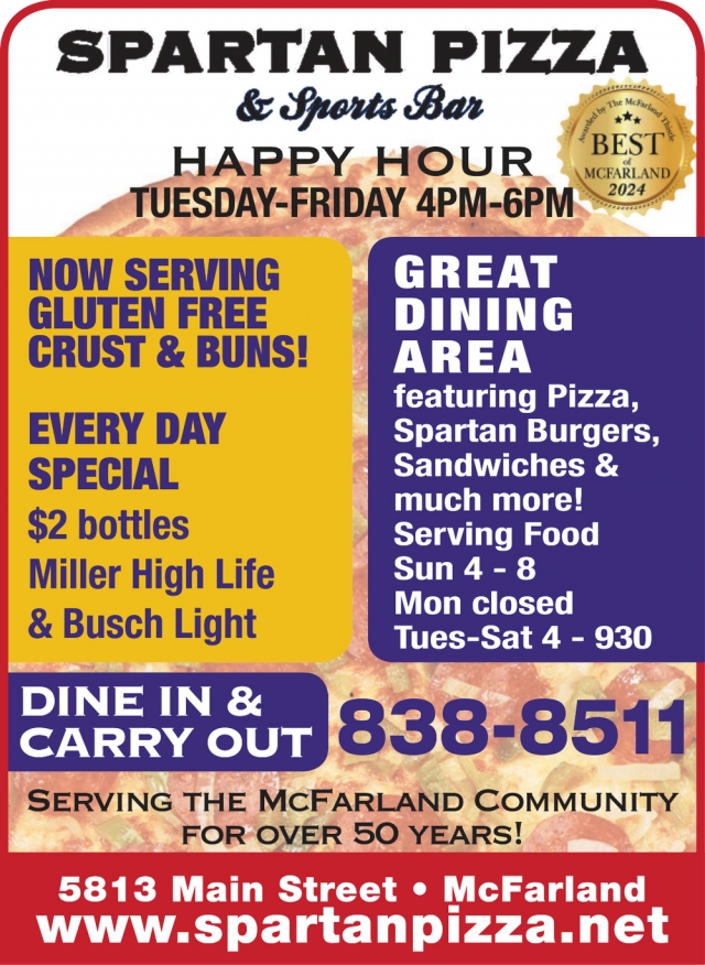 Best Pizza, Spartan Pizza & Sports Bar, Mcfarland, WI