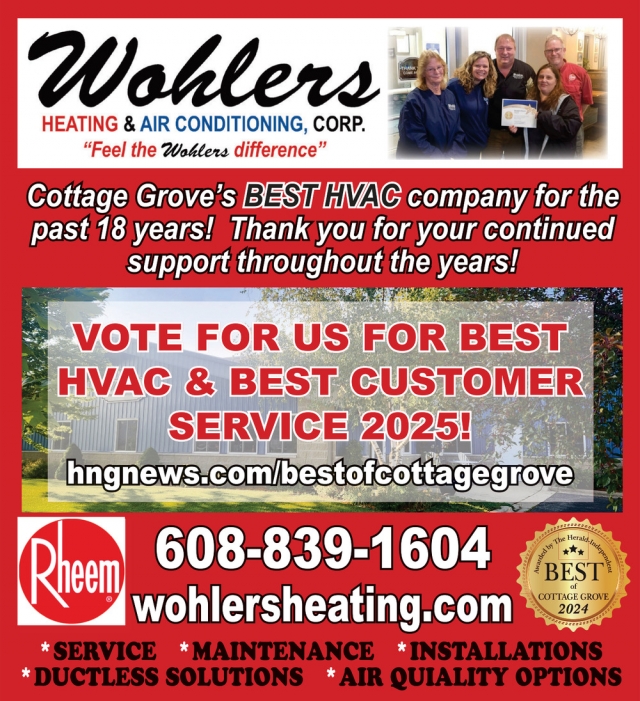 Heating & Air Conditioning Services, Wohlers Heating & Air Conditioning Corp., Cottage Grove, WI