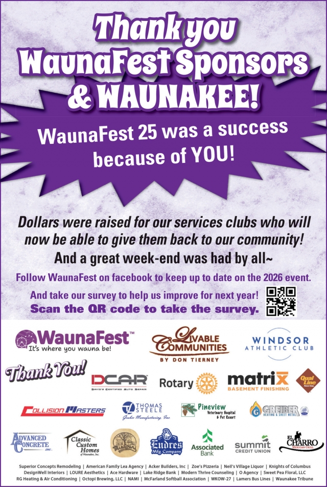 Thank You, WaunaFest Run (July 26, 2025), Waunakee, WI