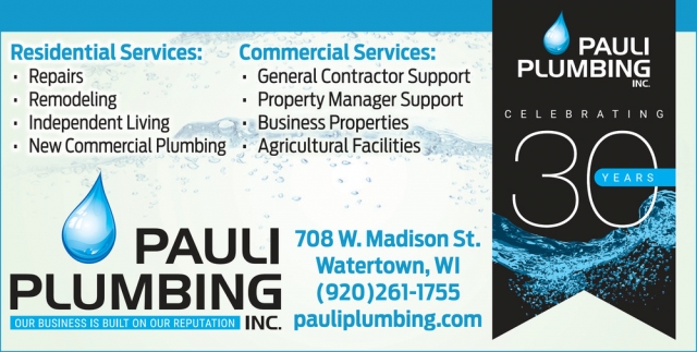 Residential Services, Pauli Plumbing, Watertown, WI
