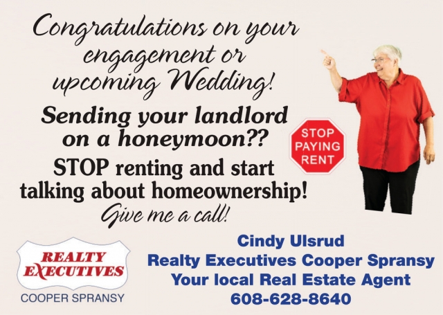 Your Local Real Estate Agent, Cindy Ulsrud - Realty Executives Cooper Spransy, Sun Prairie, WI