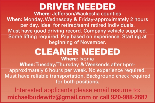 Driver, michaelbudewitz@gmail.com