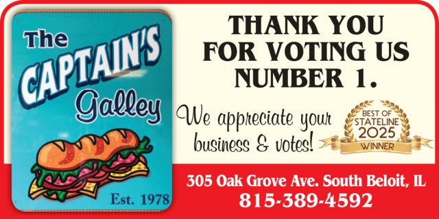 We Appreciate Your Business & Votes!, The Captain's Galley, South Beloit, IL