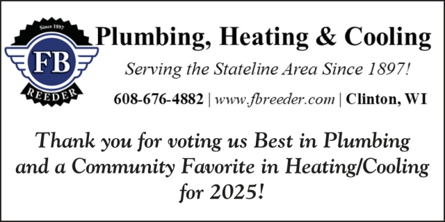 Plumbing, Heating & Cooling, F.B. Reeder Corp., Clinton, WI