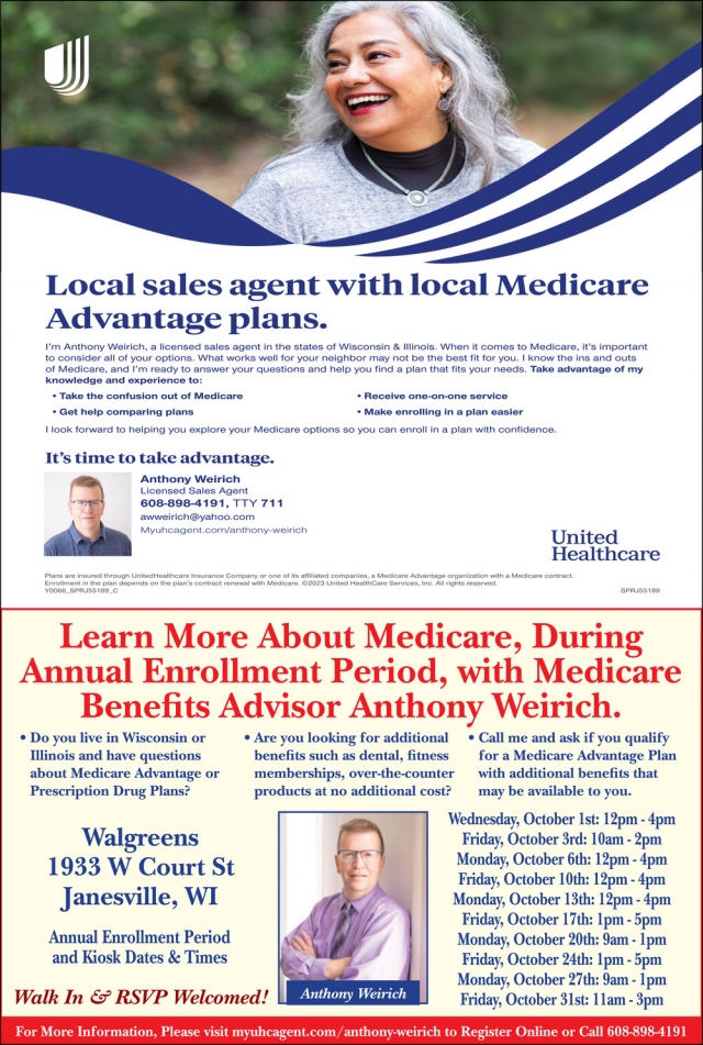 Local Sales Agent With Local Medicare Advantage Plans., United Healthcare - Anthony Weirich, WI