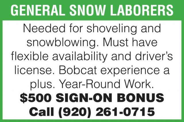 General Snow Laborers, 920-261-0715