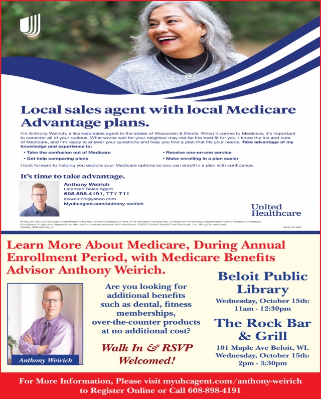 Local Sales Agent With Local Medicare Advantage Plans., United Healthcare - Anthony Weirich, WI