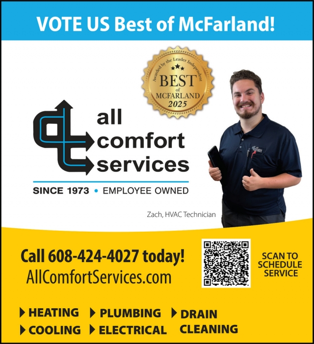 Voe Us Best of Mcfarland!, All Comfort Services, Madison, WI