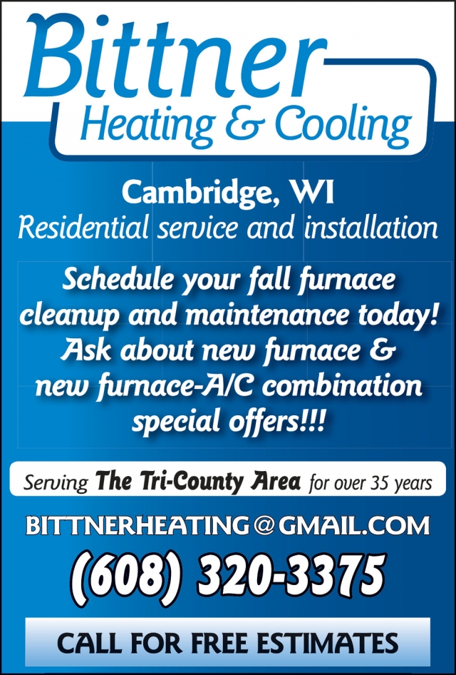 Schedule Your Fall Furnace Cleanup, Bittner Heating & Cooling, Cambridge, WI