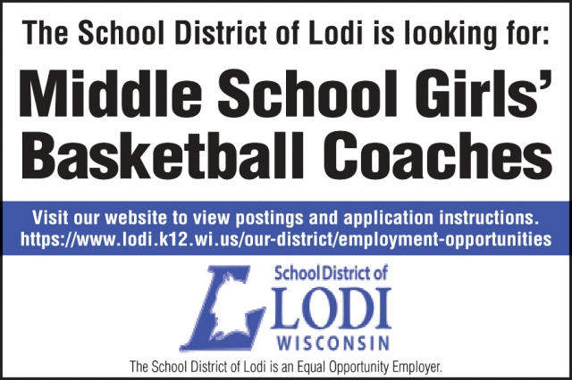 Middle School Girls Basketball Coaches, School District of Lodi, Lodi, WI