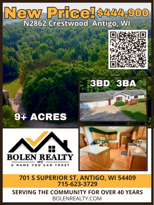New Price! $444,900, Bolen Realty, Antigo, WI