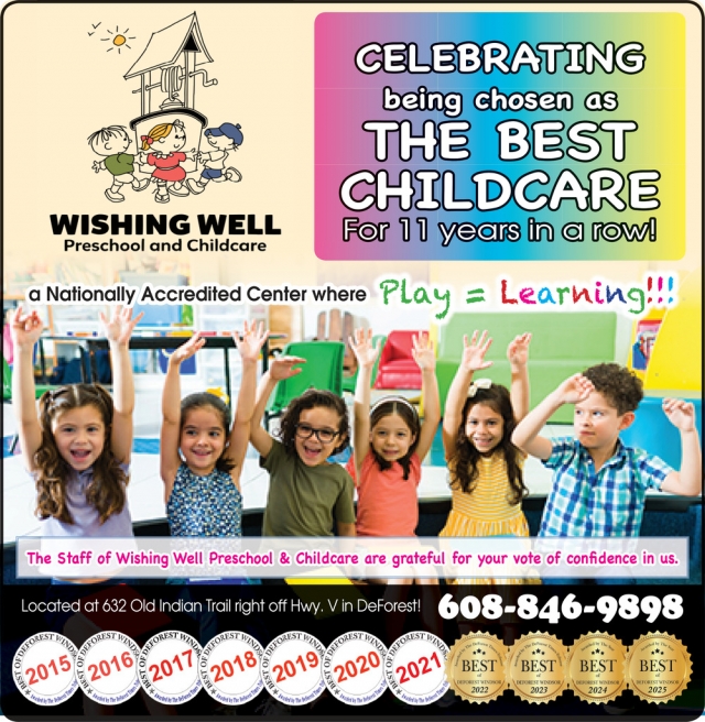 Celebrating Being Chosen as The Best Childcare, Wishing Well Preschool & Childcare, De Forest, WI