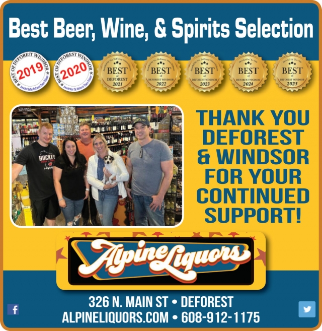 Best Beer, Wine & Spirits Selection, Alpine Liquors, Deforest, WI