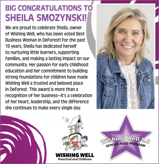 Big Congratulations to Sheila Smozynski!, Wishing Well Preschool & Childcare, De Forest, WI