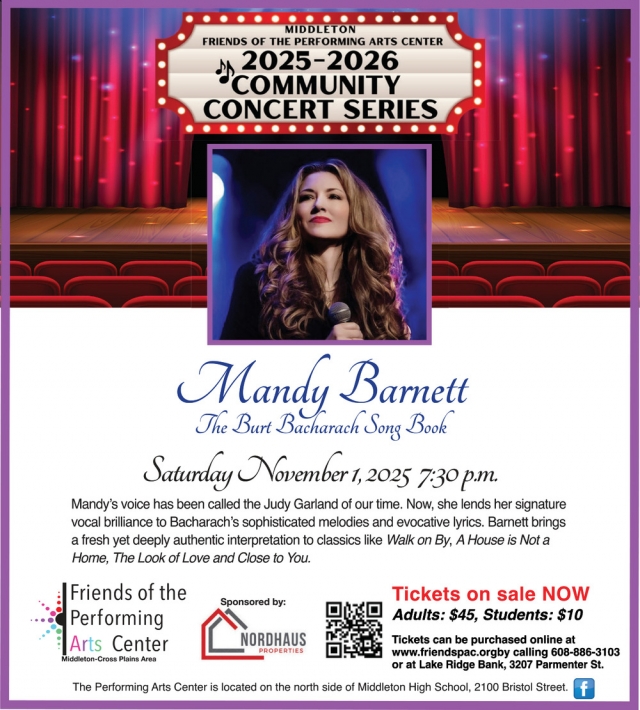2025-2026 Community Concert Series, Friends Of The Performing Arts Center, Middleton, WI