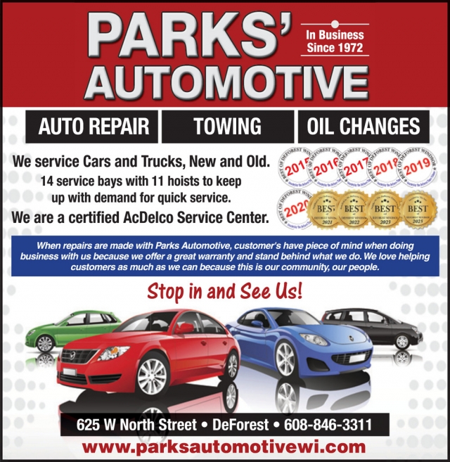 Auto Repair, Parks' Automotive, De Forest, WI