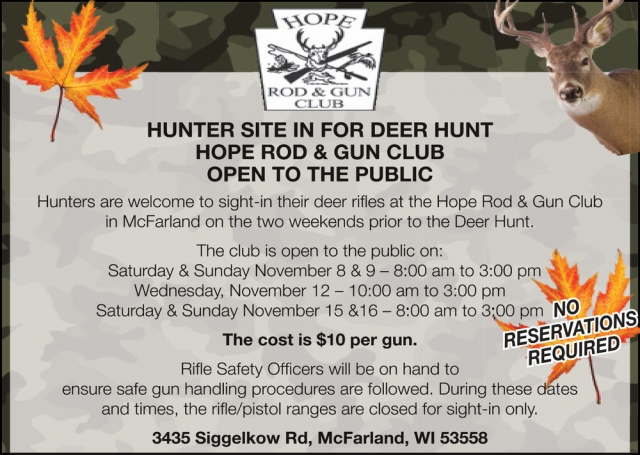 Hunter Site in For Deer Hunt, Hope Rod & Gun Club, Mcfarland, WI