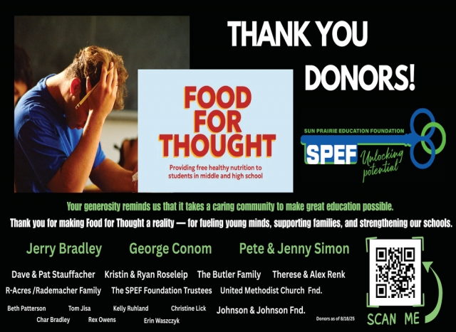 Thank You Donors!, Food for Thought