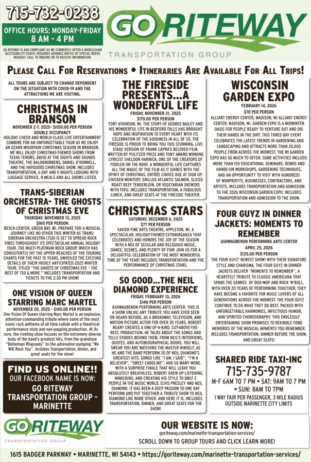 Christmas in Branson, GO Riteway Transportation Group, Oak Creek, WI