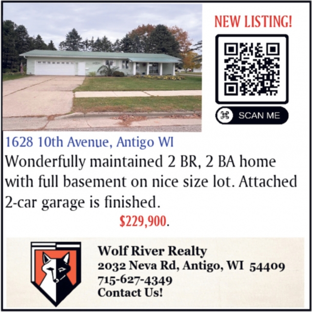 New Listing!, Wolf River Realty, Antigo, WI