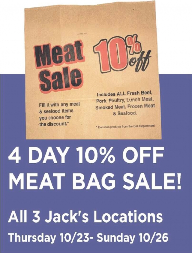 Meat Sale 10% OFF, Jack's Fresh Market, Menominee, MI