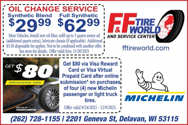 Oil Change Service, F&F Tire Service Inc., Delavan, WI
