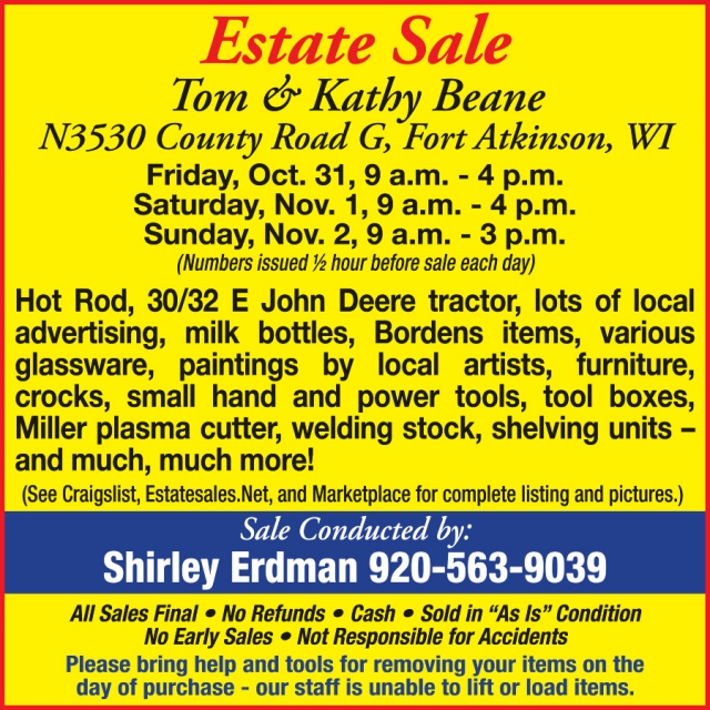 Estate Sale, Shirley Erdman Estate Sales, Fort Atkinson, WI