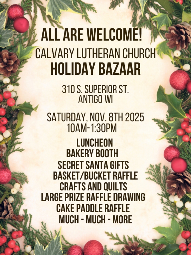 Holiday Bazaar, Calvary Lutheran Church Holiday Bazaar (November 8, 2025)