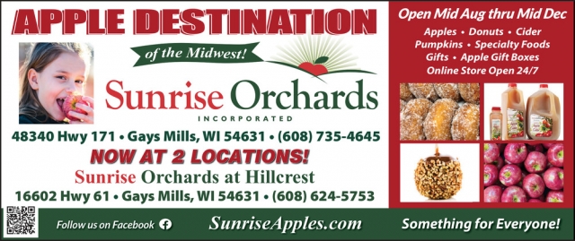 Apple Destination, Sunrise Orchards, Gays Mills, WI