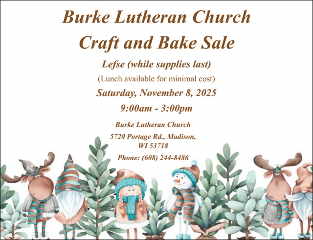 Craft and Bake Sale, Burke Lutheran Church, Madison, WI