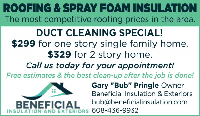 Duct Cleaning Special, Beneficial Insulation and Exteriors, Janesville, WI