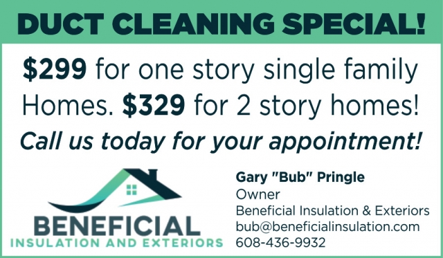 Duct Cleaning Special, Beneficial Insulation and Exteriors, Janesville, WI