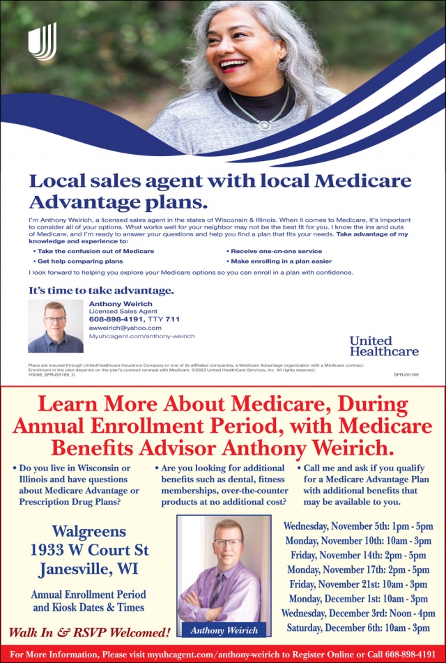 Local Sales Agent with Local Medicare Advantage Plans, United Healthcare - Anthony Weirich, WI