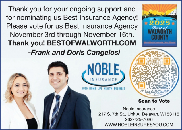 Insurance Services, Noble Insurance, Delavan, WI