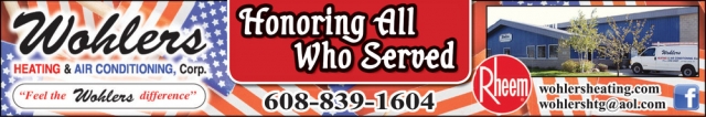 Honoring All Who Served, Wohlers Heating & Air Conditioning Corp., Cottage Grove, WI