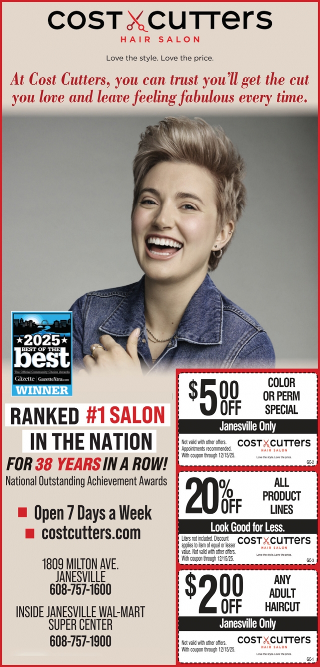 Hair Salon, Cost Cutters , Janesville, WI