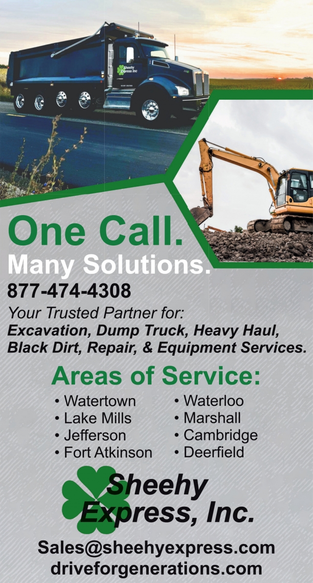 Excavation Services, Sheehy Express, Inc, Waterloo, WI