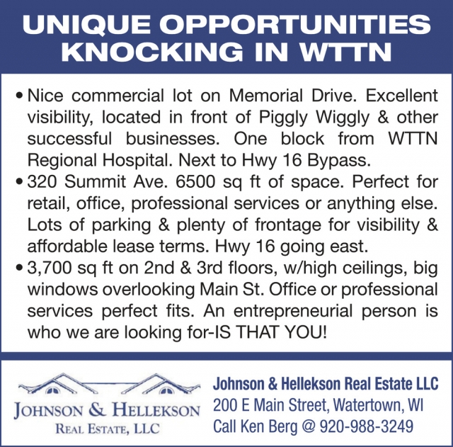 Nice Commercial Lot, Johnson & Hellekson Real Estate, LLC, Watertown, WI